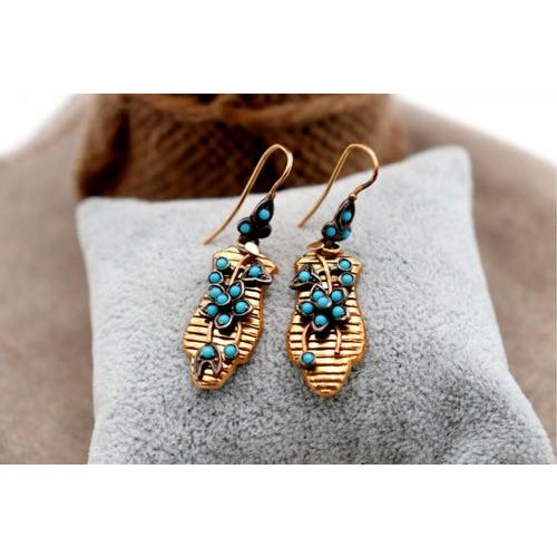 Gold Earrings with Reliefs, Set of 2 For Sale - Image 9 of 9