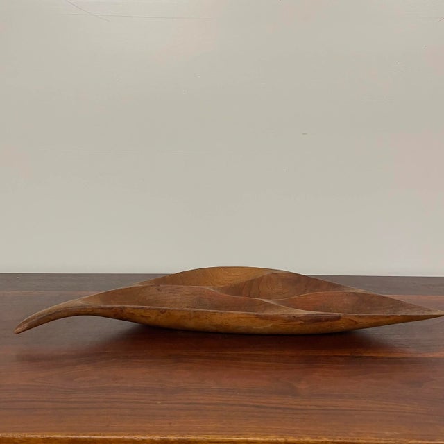 Mid-Century Modern Wooden Walnut Bowl by Emil Milan Emil Milan (aka Emilan). Beautiful walnut bowl/dish has the shape a a...