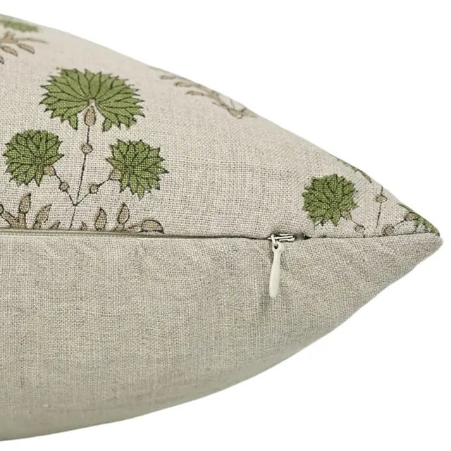 Art Deco Fabdivine Floral Home Decor Cushion Cover 16x16 Inch Pure Linen- Rishi For Sale - Image 3 of 4