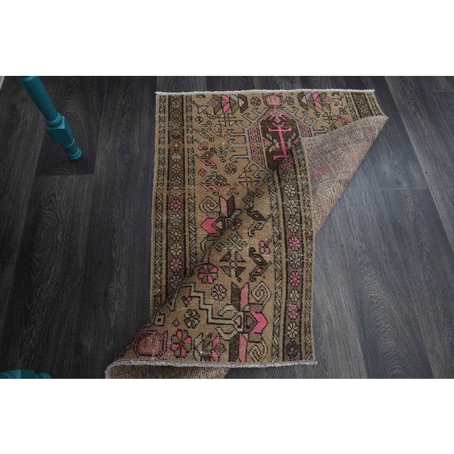 Beige 1970s Vintage Handmade Wool Cotton Beige Area Rug For Sale - Image 8 of 11