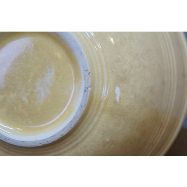 Ceramic Antique American Yellowware Banded Beehive Mixing Bowl Rolled Rim Stoneware For Sale - Image 7 of 15