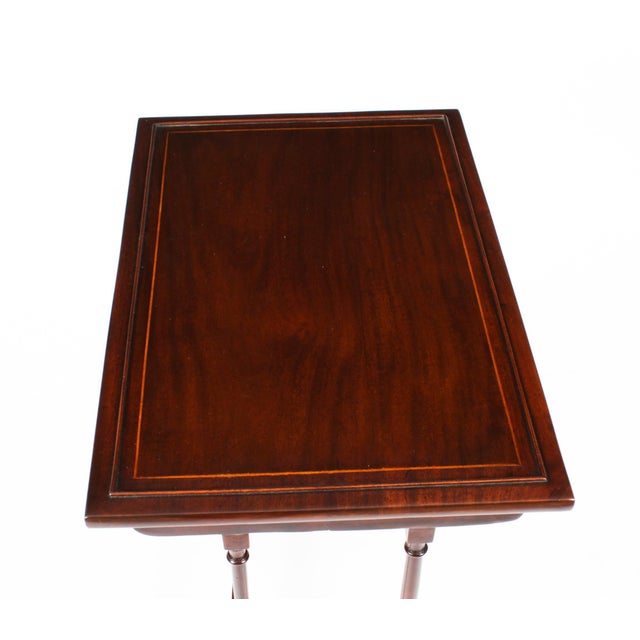 Brown Antique Edwardian Mahogany Nesting Tables, Early 1900s, Set of 4 For Sale - Image 8 of 13