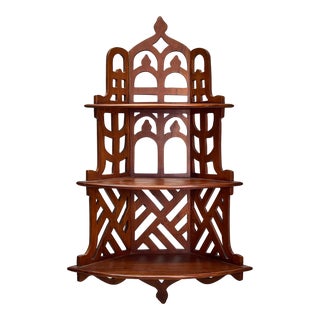 Chippendale Style 3 Shelf Hanging Wall Shelf For Sale
