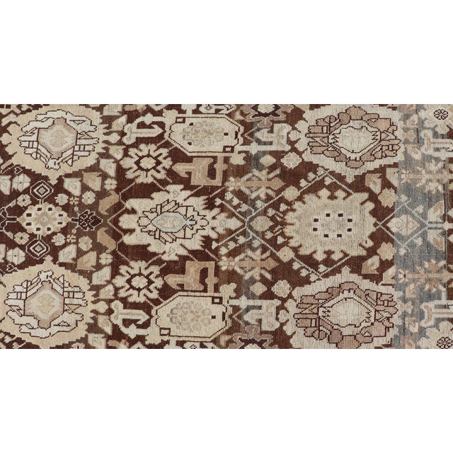 Early 20th Century Antique Karabagh Runner With All-Over Floral Medallion Design in Brown and Tan 3'4"x15'7" For Sale - Image 5 of 12