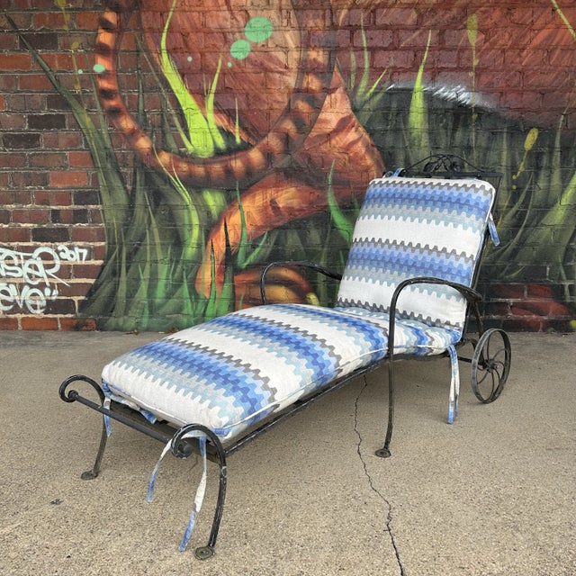 Salterini outdoor adjustable lounge/sun bathing chair on wheels Depth fully reclined - 84” The piece is not marked but is...