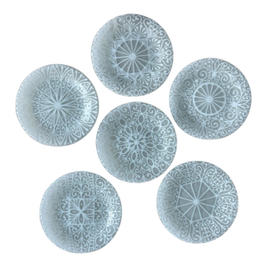 Vintage Higgins Glass Plates Signed Mid Century Modern Frosted Art Glass 7 Inch Dessert Plates - Set of 6