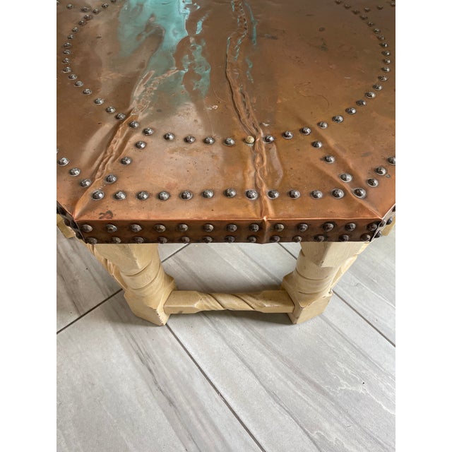 1960s Brown-Saltman Spanish Mission Style Copper-Top Octagonal Cocktail Table For Sale - Image 9 of 12