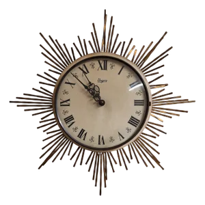 Mid-Century German Wall Clock Sunburst with Brass Rays from Urgos, 1960s