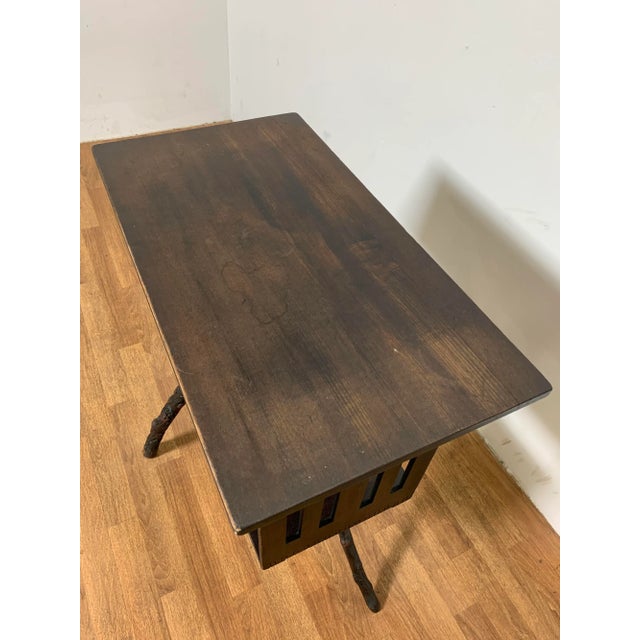 Brown Circa 1870s-1890 Hand Carved Antique Adirondack Table Stand For Sale - Image 8 of 13