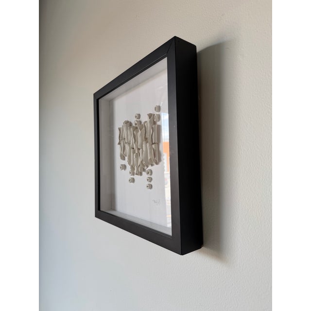 1990s Vintage Signed C. Marhg Sirt Organic Ceramic Wall Sculpture in Shadow Box Frame For Sale - Image 4 of 12