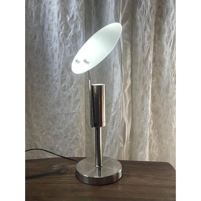 Adjustable Frosted Glass Disc Table Lamp, France, 1990s For Sale - Image 4 of 8