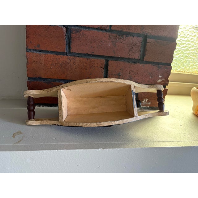 Brown Vintage Wooden Rocking Horse – Hand Painted Folk Art Decor, 13” Length For Sale - Image 8 of 12