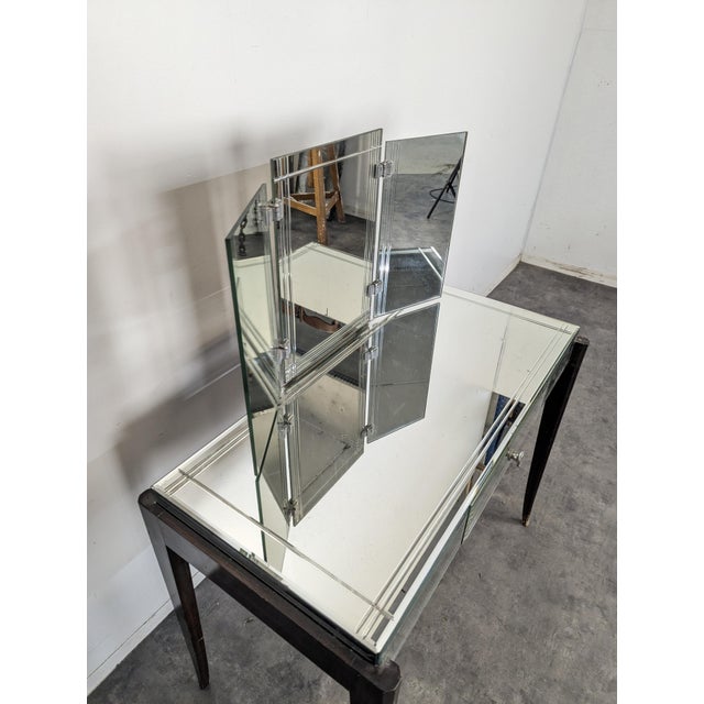 Wood Art Deco Dressing Table with Mirrors For Sale - Image 7 of 12