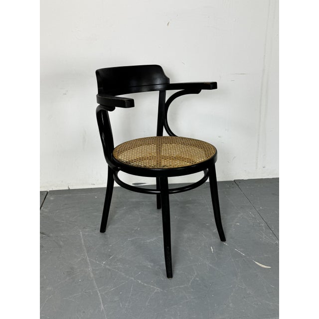 Bentwood Mod 233 Black Desk Chair with Rattan Seat from Thonet, 1930s For Sale - Image 10 of 13