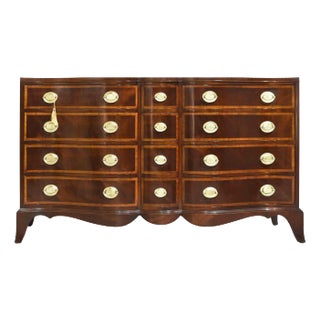 Mid Century Regency Style Banded Mahogany Serpentine Front Dresser For Sale