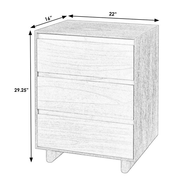 Mid-Century Modern Halmstad 22 in. W Rectangular Wood Panel 3 Drawer Narrow Nightstand, Black For Sale - Image 3 of 8