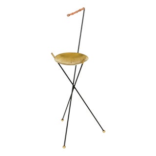 Italian Tripod Floor Ashtray in Bamboo and Iron, 1950s For Sale