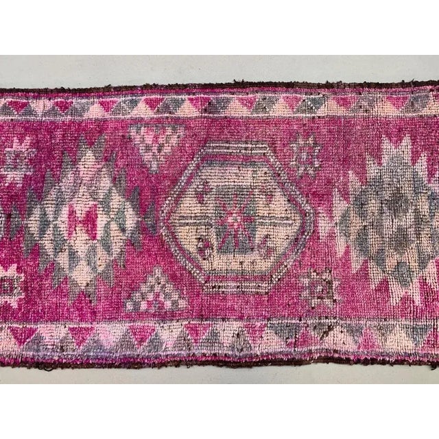 Vintage Turkish Tribal Runner Rug in Wool For Sale - Image 4 of 11