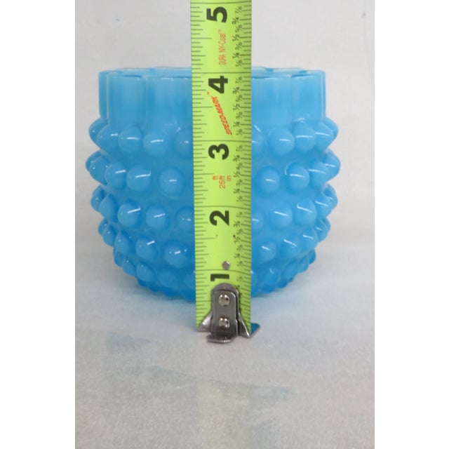 Late 20th Century Hobnail Blue Glass Ruffle Top Vase For Sale - Image 5 of 10
