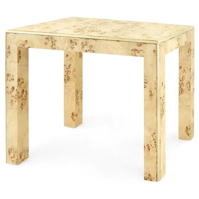 Bungalow 5 Villa & House Lauren Side Table - Burlwood With Brass Accents For Sale - Image 4 of 4