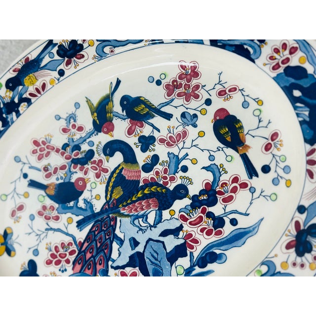 1900 - 1909 Large Antique Chinoiserie Ceramic Platter For Sale - Image 5 of 6