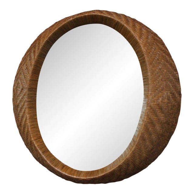 Woven Rattan Wall Mirror by Umbra For Sale