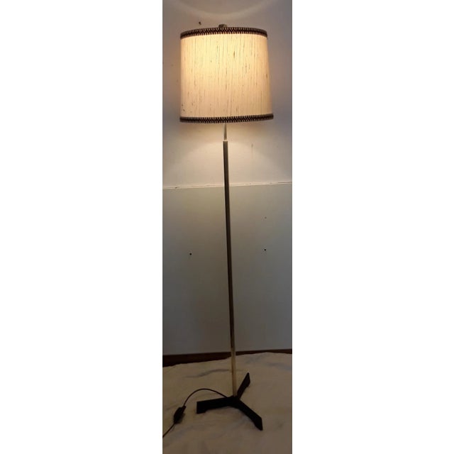 Vintage Floor Lamp with Hexagonal Brass Tube on Gray Iron Tripod Base, 1960s For Sale - Image 6 of 7