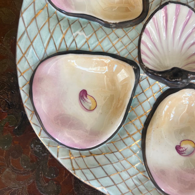 French Antique German Carl Tielsch Porcelain Oyster Plate For Sale - Image 3 of 5