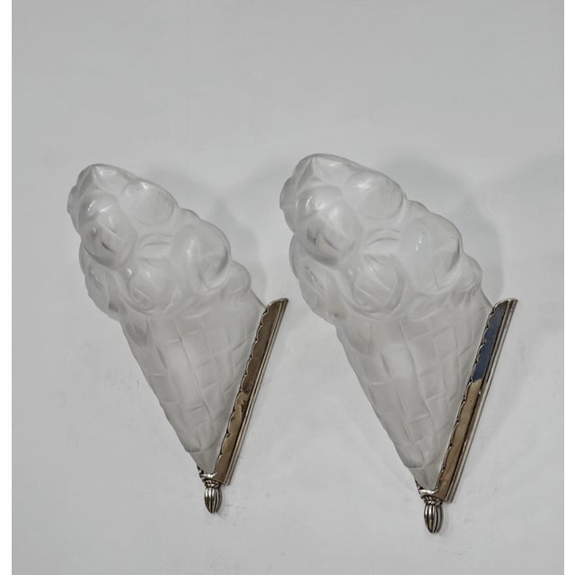 1920s French Art Deco Wall Sconces by Francis Hubens & Degue 1920s France - A Pair For Sale - Image 5 of 13