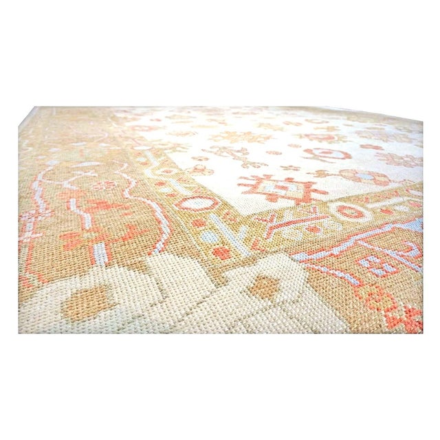 Early 21st Century 21st Century Turkish Oushak Wool 9x11 Ivory, Yellow, & Rust Handmade Area Rug #1143837 For Sale - Image 5 of 9