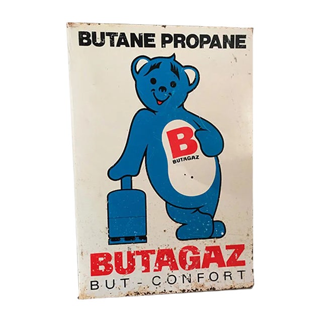 French Glazed Advertising Butagaz Sign, 1950s For Sale