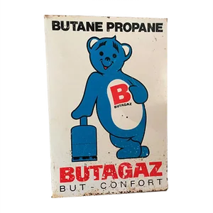 French Glazed Advertising Butagaz Sign, 1950s