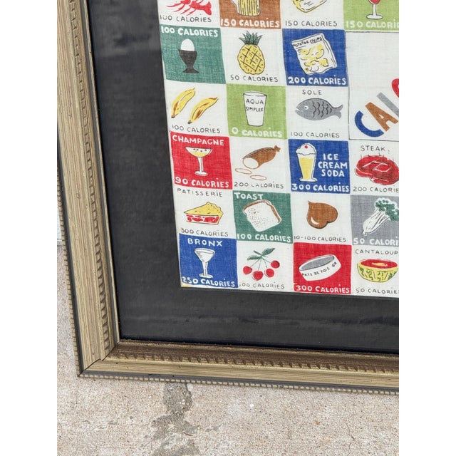 Mid 20th Century Vintage 1950’s Framed Calories Handkerchief For Sale - Image 5 of 7