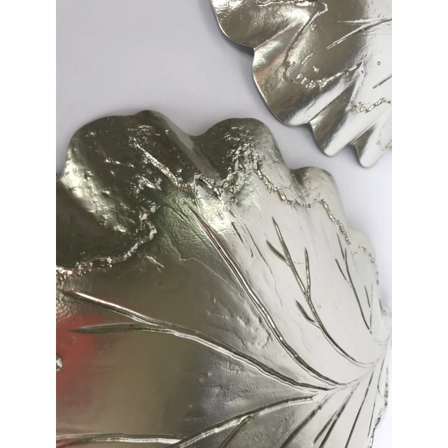Metal Glass and Metal Leaf Dishes/Bowls - a Pair For Sale - Image 7 of 13