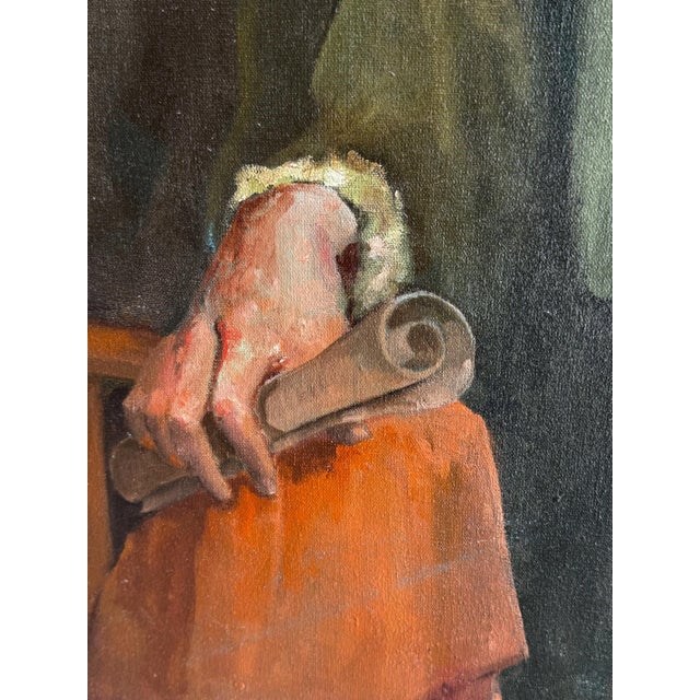 Vintage Classical Shakespearean Pose Portrait Oil Painting, Vintage Frame For Sale - Image 4 of 8