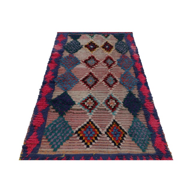 Traditional 1950s Azilal Moroccan Rug With Pink and Blue Patterns by Rug & Kilim For Sale - Image 3 of 7