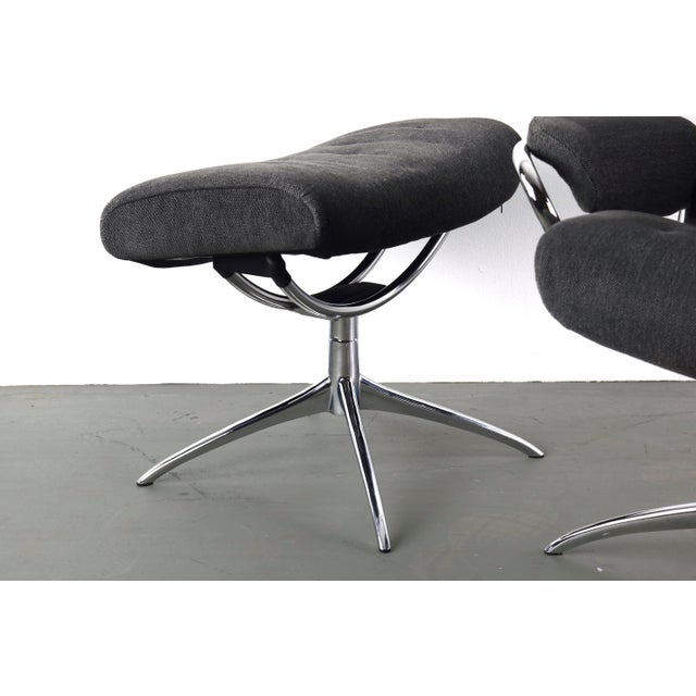 Metal Stressless Spider-Based Office Chair and Ottoman by Ekornes - a Pair For Sale - Image 7 of 9