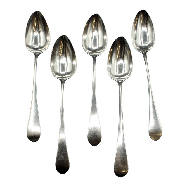 Late 18th Century Set of Five Coin Silver Tablespoons by Samuel Browne For Sale