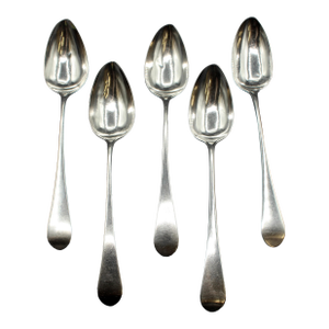 Late 18th Century Set of Five Coin Silver Tablespoons by Samuel Browne