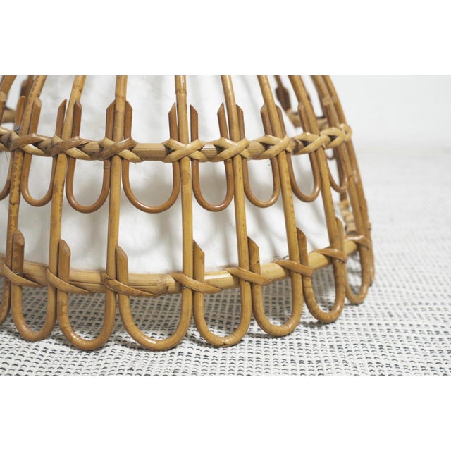 Brown Vintage Rattan Bell Pendant Lamp, 1950s For Sale - Image 8 of 18