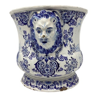 Antique Delft Faience Cache Pot For Sale