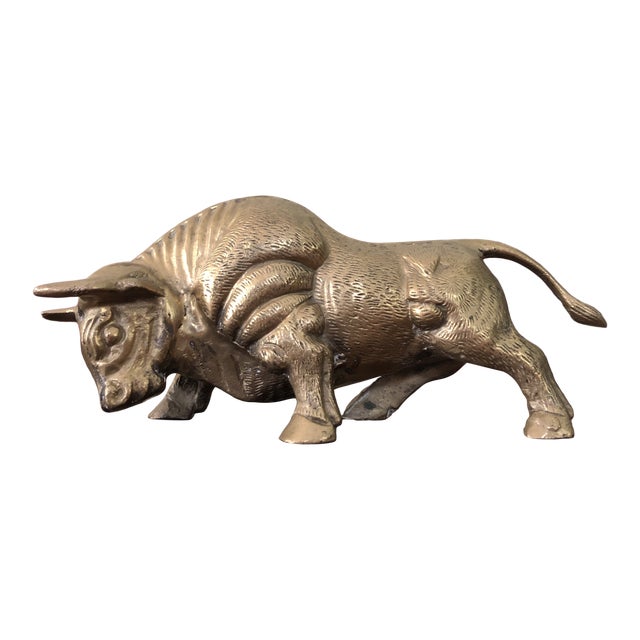 MidCentury Solid Brass Charging Bull Sculpture Chairish