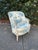 19th Century French Chair upholstered in Blue and White English Toile with beautiful white wash finish on wood frame....