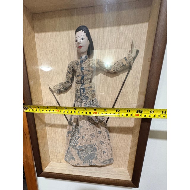 Vintage Indonesian Wayang Golek Puppets in Shadow Box Frames, Pair For Sale - Image 4 of 18