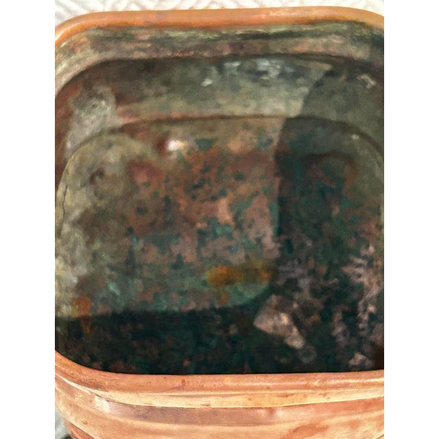 1900’s Art Nouveau Handcrafted Copper and Brass Jardinière Cachepot With Brass Paw Feet For Sale - Image 9 of 9