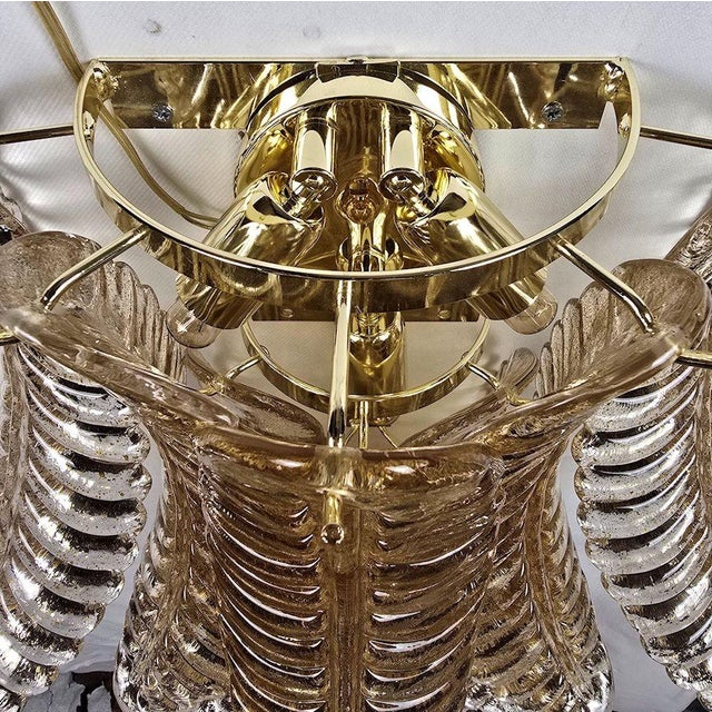 1980s Pair of Gold Leaves Murano Glass Sconces, Italy For Sale - Image 10 of 10