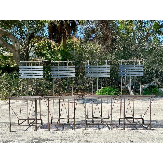 Modern Vintage Boho Rebar Dining Chairs After Ilana Goor- Set of 4 For Sale - Image 3 of 11