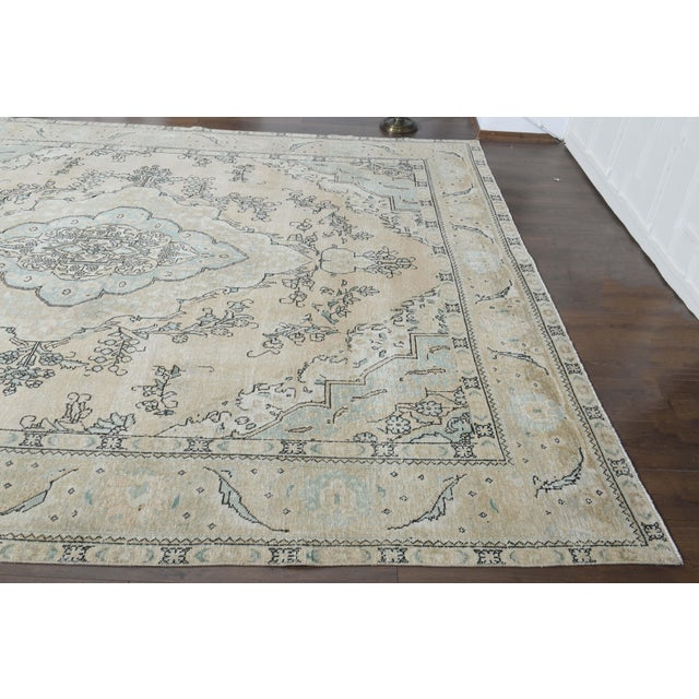 1970s Vintage Persian Handmade Wool Cotton Orange Area Rug For Sale In San Francisco - Image 6 of 11