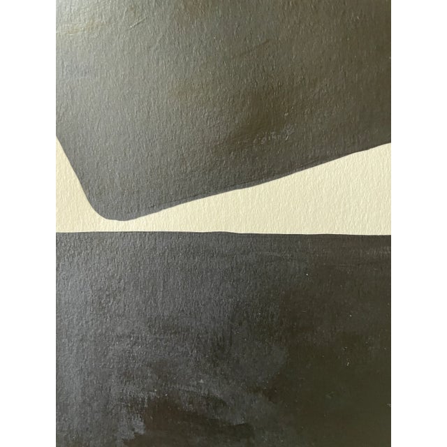 Contemporary abstract minimalist painting on French hand crafted cotton paper. Framed in gold frame Each work from R.K....