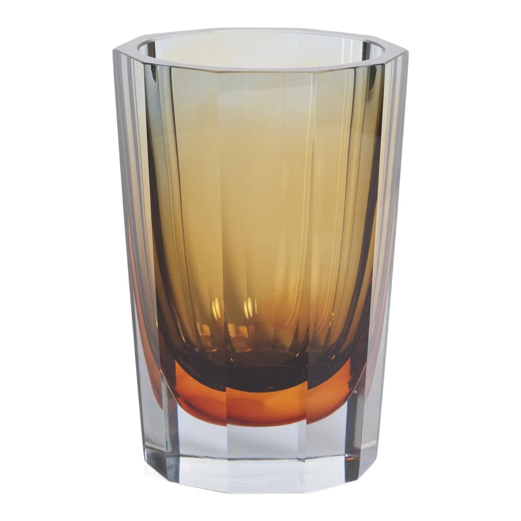 Combin Amber & Smoke Tonal Glass Vase, Small | Chairish